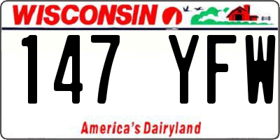 WI license plate 147YFW