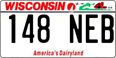 WI license plate 148NEB