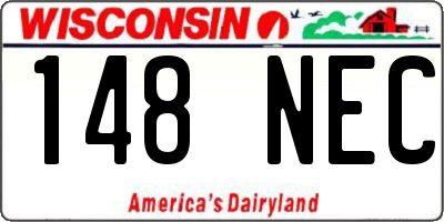 WI license plate 148NEC