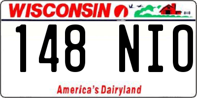 WI license plate 148NIO