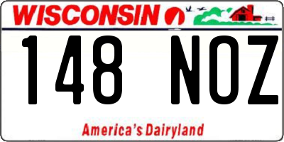 WI license plate 148NOZ