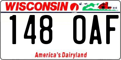 WI license plate 148OAF