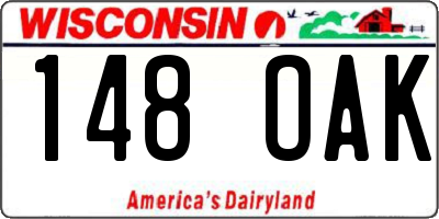 WI license plate 148OAK