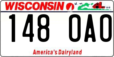 WI license plate 148OAO