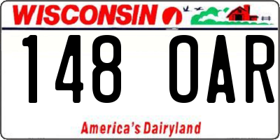 WI license plate 148OAR