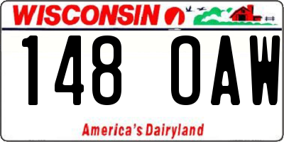 WI license plate 148OAW