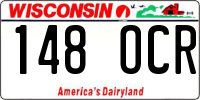 WI license plate 148OCR