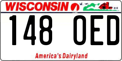 WI license plate 148OED