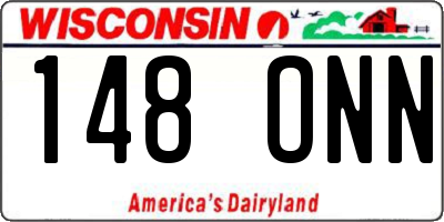 WI license plate 148ONN
