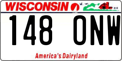 WI license plate 148ONW