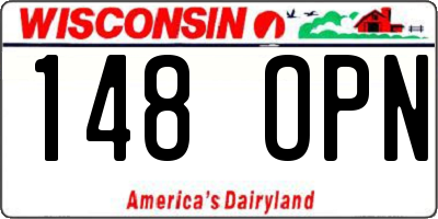 WI license plate 148OPN