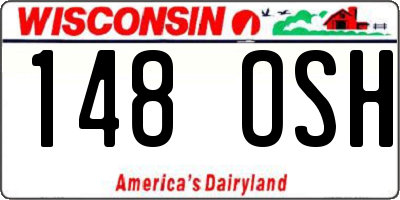 WI license plate 148OSH