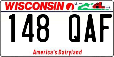 WI license plate 148QAF