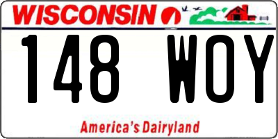 WI license plate 148WOY