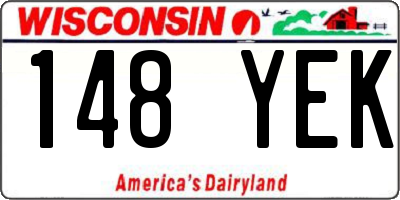 WI license plate 148YEK