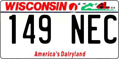 WI license plate 149NEC