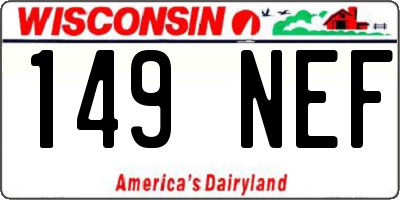 WI license plate 149NEF