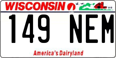 WI license plate 149NEM
