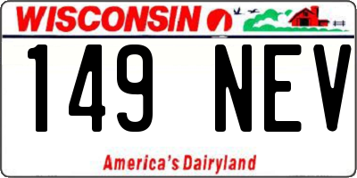 WI license plate 149NEV
