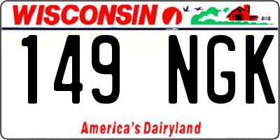 WI license plate 149NGK