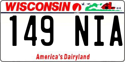 WI license plate 149NIA