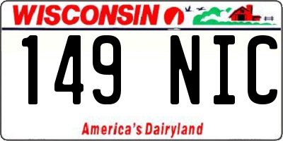 WI license plate 149NIC