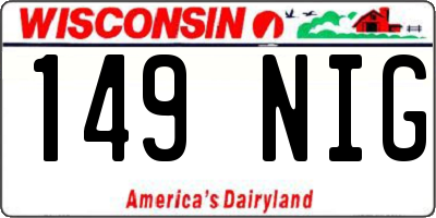 WI license plate 149NIG