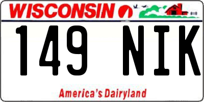 WI license plate 149NIK