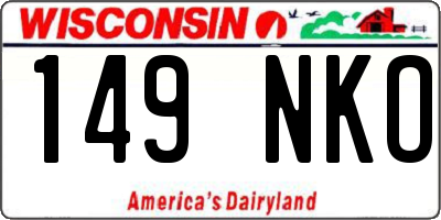 WI license plate 149NKO