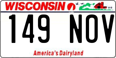 WI license plate 149NOV