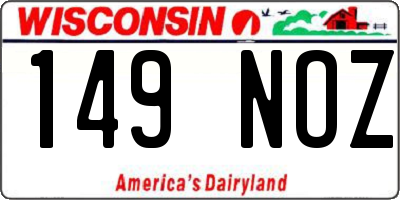 WI license plate 149NOZ