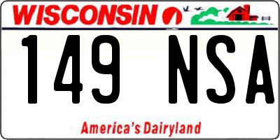 WI license plate 149NSA