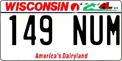 WI license plate 149NUM