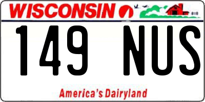 WI license plate 149NUS