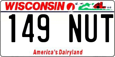 WI license plate 149NUT