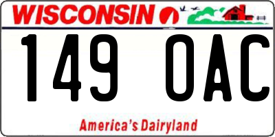 WI license plate 149OAC