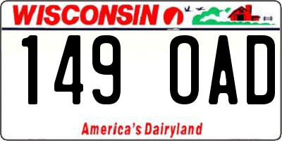 WI license plate 149OAD