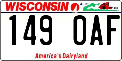 WI license plate 149OAF