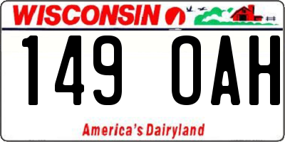WI license plate 149OAH