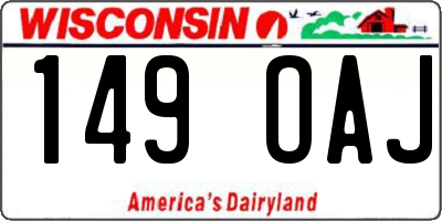 WI license plate 149OAJ
