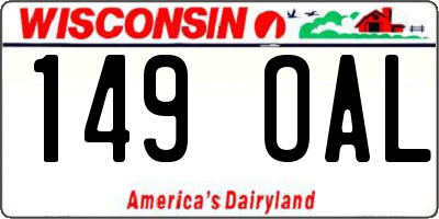WI license plate 149OAL