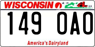 WI license plate 149OAO