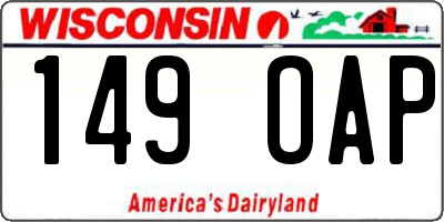 WI license plate 149OAP