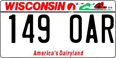 WI license plate 149OAR