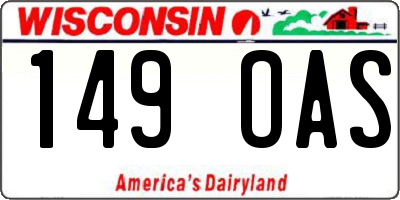 WI license plate 149OAS
