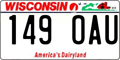 WI license plate 149OAU