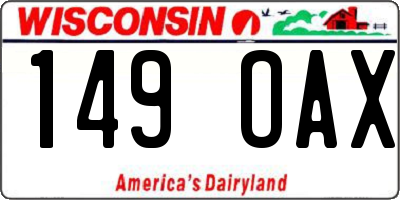 WI license plate 149OAX