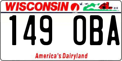 WI license plate 149OBA