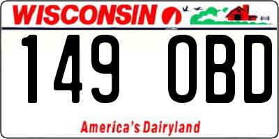 WI license plate 149OBD