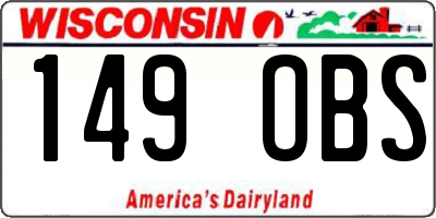 WI license plate 149OBS